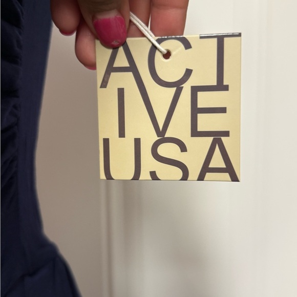 Active USA Navy Blue Strapless Stretch Jumpsuit size Medium NWT - Picture 3 of 6